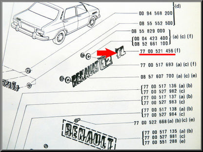 Emblème " aile – Renault 12 TL – OEM 7700521456