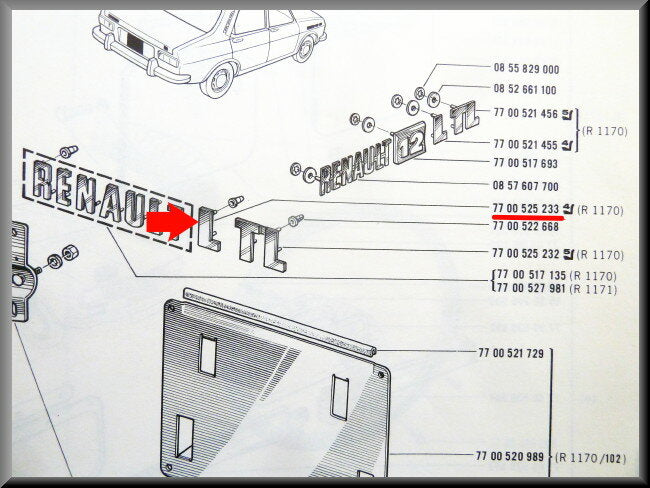 Emblem – Renault 12 L – OEM 7700525233