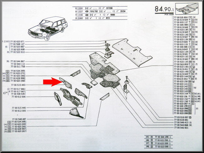Isolatiemat voorzijde rechts Break – Renault 12 – OEM 7700515443