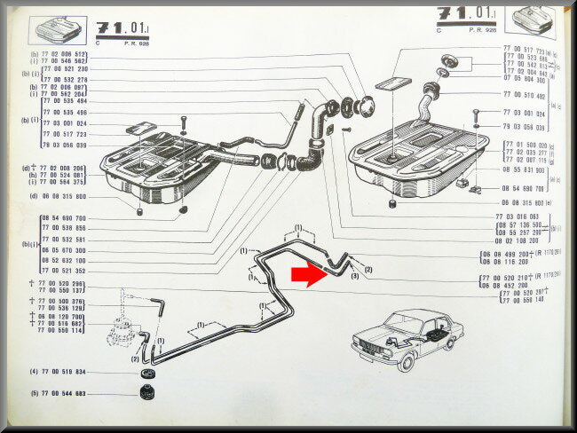 Tuyau de réservoir de carburant et – Renault 12 - Renault 15 - Renault 17 - Renault 16 - Renault 12 Gordini - Renault 16 – OEM 0608452200