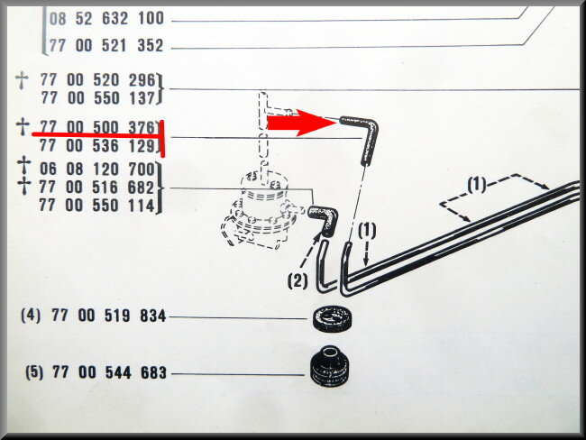 Flexible de pompe à essence – Renault 12 – Renault 16 - OEM 7700500376
