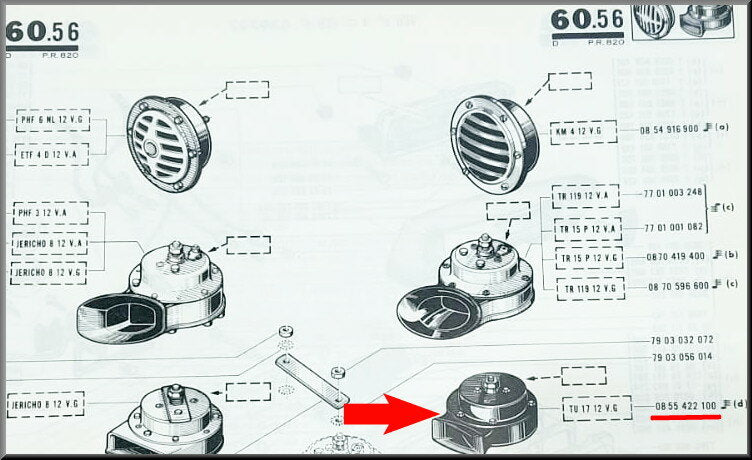 Avertisseur sonore – Renault 12 – Renault 15 - Renault 17 - Renault 16 - OEM 0855422100