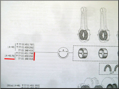 Drijfstanglager set (0,25 - 43 - 75 mm) breedte 17,50 mm – Renault 12 - Renault 15 - Renault 17 - Renault 16 -  – OEM 7701348416 (0,25, 43,75 mm)