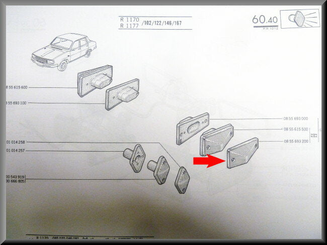 Verre de clignotant – Renault 12 - Renault 16 – OEM 0855693200