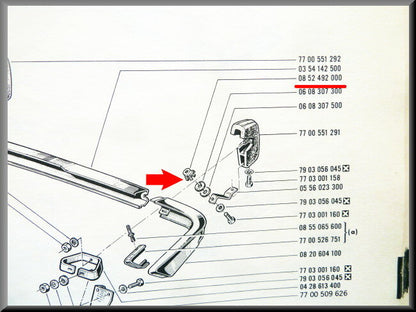 Écrou cage M8 (bord plastique) – Renault 16 – OEM 0852492000