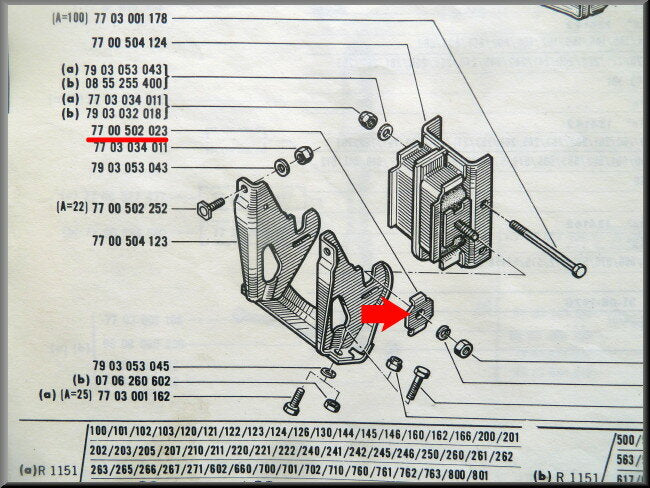 Gearbox support retaining plate – Renault 16 – OEM 7700502023