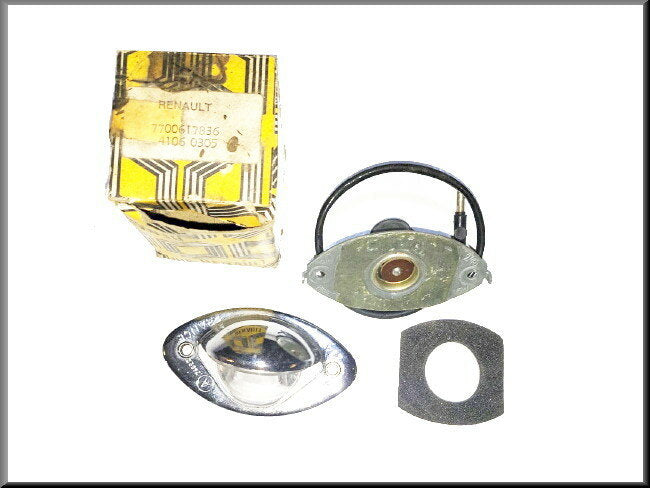 Unité d'éclairage de plaque d'immatriculation (chrome) – Renault 12 – OEM 7700617836 / 7700523644