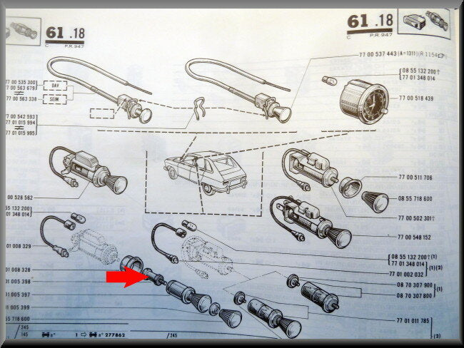 Allume-cigare à spirale – Renault 16 – OEM 7701005398