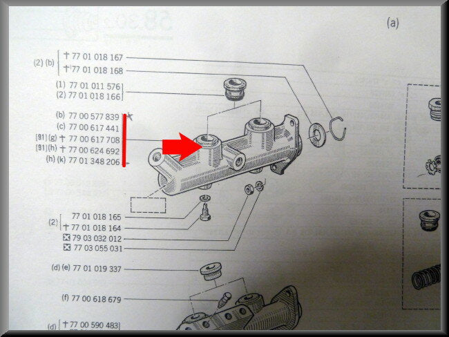 Maître-cylindre de frein – Renault 16 - Renault Alpine - Renault divers – OEM 7700577839 / 7700617441