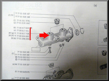 Maître-cylindre de frein – Renault 16 - Renault Alpine - Renault divers – OEM 7700577839 / 7700617441