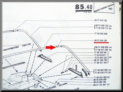 Daklijst verbindingsstuk – Renault 16 – OEM 0857615100