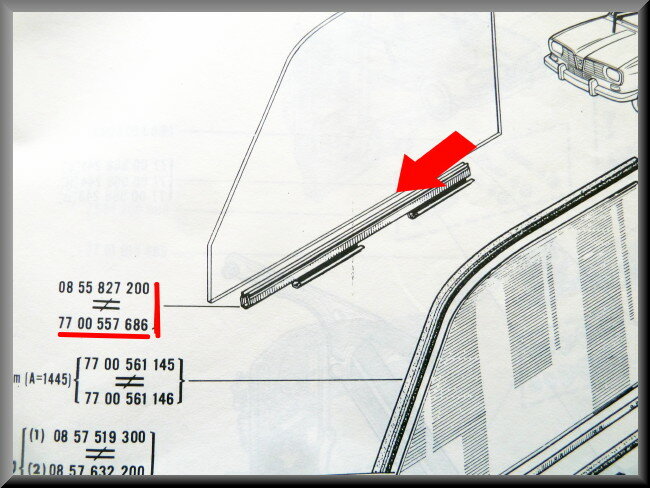 Joint de custode avant droit – Renault 16 – OEM 7700557686 / 7700557688