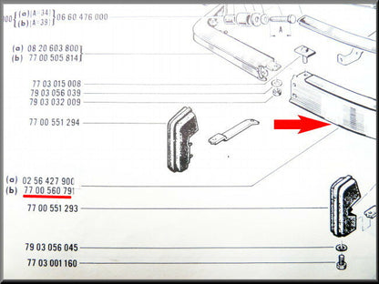 Pare-chocs avant - partie centrale - Renault 16 TX (1973-1975) - OEM 7700560791