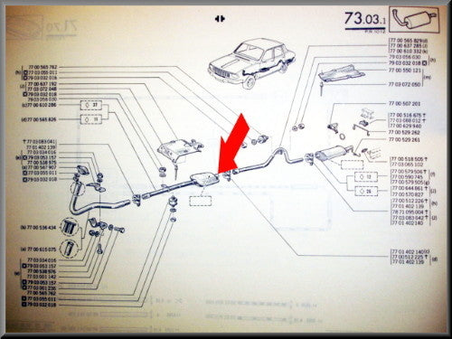 Silencieux intermédiaire – Renault 12 – OEM 7700610286