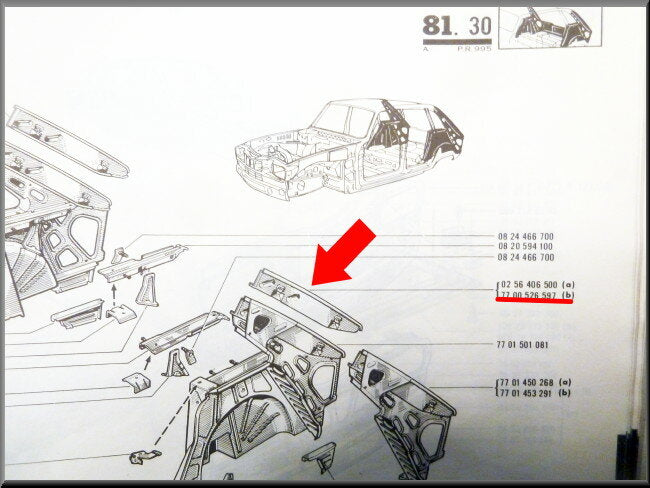 Gouttière gauche – Renault 16 – OEM 0256406500