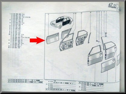 Tôle de porte avant droite – Renault 14 – OEM 7700581639 – NOS
