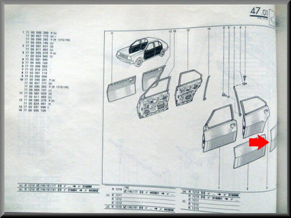 Tôle de porte arrière gauche – Renault 14 – OEM 7700581995 – NOS