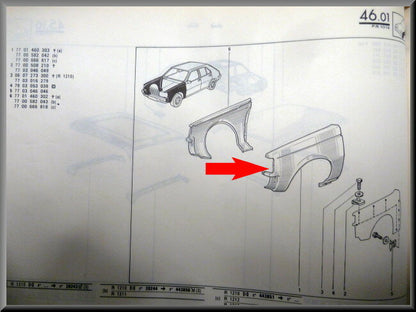 Aile avant gauche premier type – Renault 14 – OEM 7700582042 – NOS