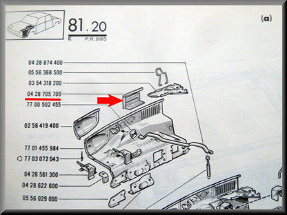 Right air intake – Renault 16 – OEM 0428705700