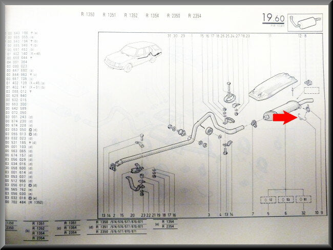 Ressort d'échappement – Renault 18 – OEM 7700663300 – NOS