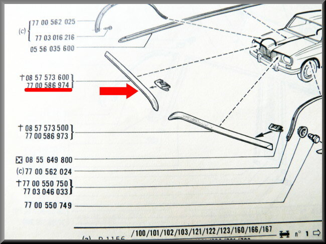 Bonnet trim right – Renault 16 > 1973 – OEM 7700586974