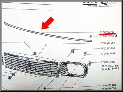 Motorkap lijst – Renault 12 – OEM 7700535797