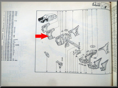 Jeu d'angle aile avant droite – Renault 18 – OEM 7701460740 – NOS