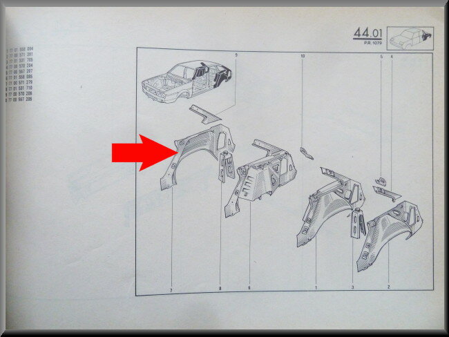 Passage de roue arrière droit – Renault 20 - Renault 30 – OEM 7700571279 – NOS
