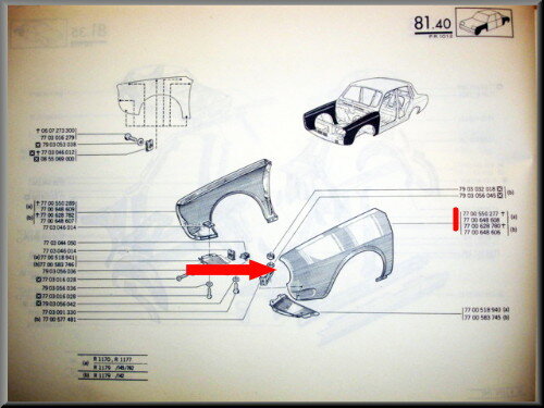 Voorscherm links – Renault 12 – OEM 7700648608