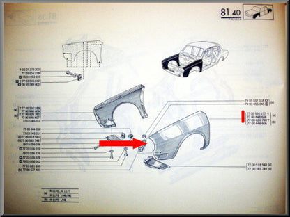 Voorscherm links – Renault 12 – OEM 7700648608