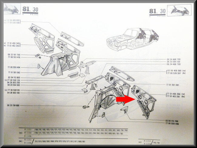 Doublure d'aile arrière gauche – Renault 16 – OEM 7701450268