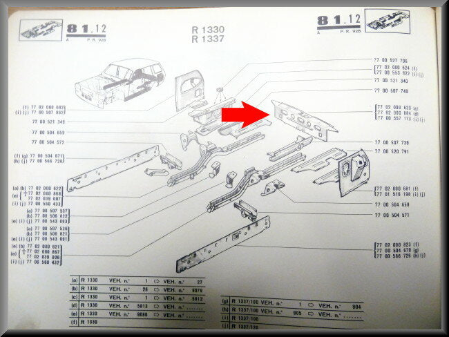 Achter paneel binnenzijde – Renault 12 Break – OEM 7700557173