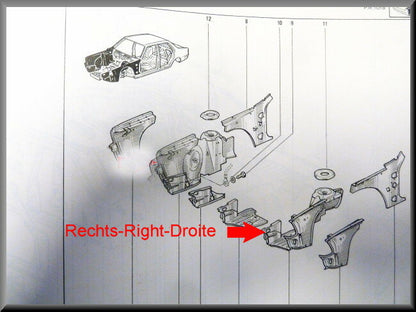 Pièce d'angle d'aile avant droite – Renault 18 – OEM 77700653076 – NOS