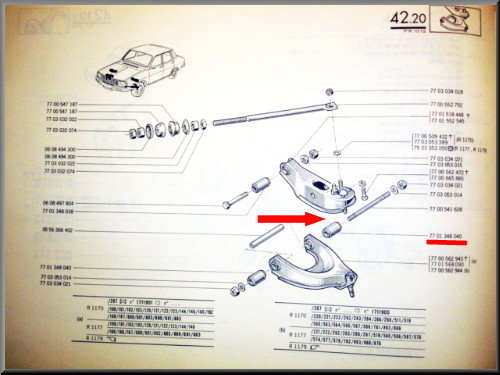 Silentbloc de bras inférieur – Renault 12 - Renault 15 - Renault 17 – OEM 7701348040