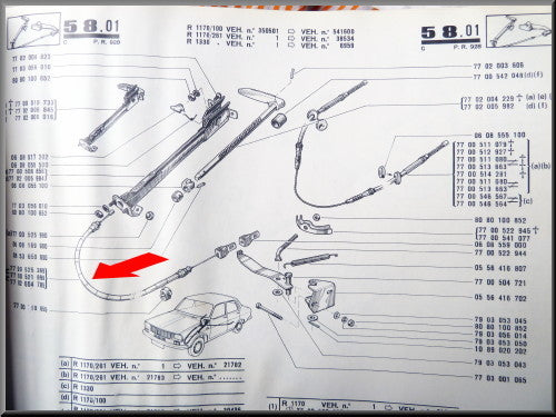 Front handbrake cable – Renault 12 – OEM 7700521899