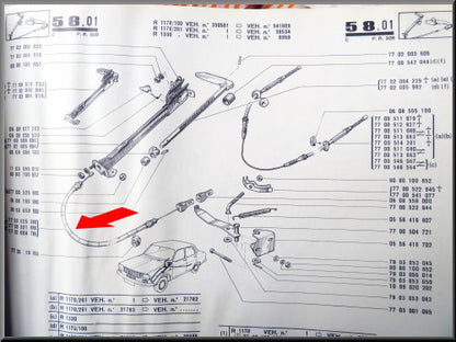 Front handbrake cable – Renault 12 – OEM 7700521899