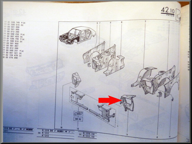 Boîtier de phare gauche – Renault 14 – OEM 7700667420 et 7700588250 – NOS