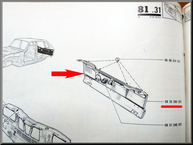 Partie inférieure du panneau arrière – Renault 16 – OEM 1440000