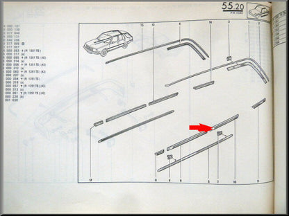 Bande d'étanchéité porte arrière gauche – Renault 18 – OEM 7704000312 – NOS