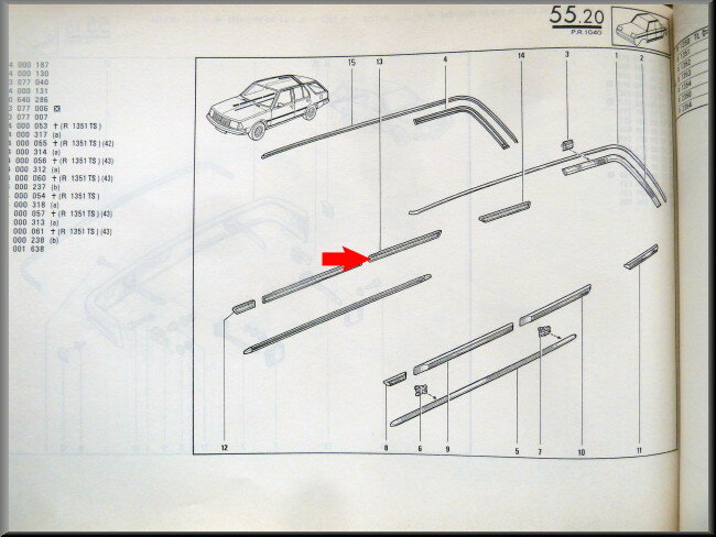 Joint en caoutchouc porte arrière droite – Renault 18 – OEM 7704000313 – NOS