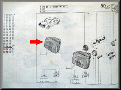 Phare droit – Renault 14 - Renault Rodeo 6 (Bilux phase 1) – OEM 7701348898 – NOS