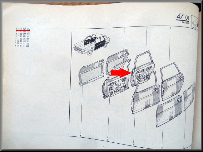 Porte arrière droite – Renault 20 - Renault 30 – OEM 7700627100 – NOS