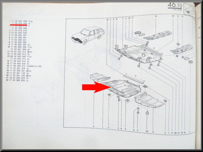 Beschermplaat voorzijde  – Renault 18 – OEM 7700675242 – NOS