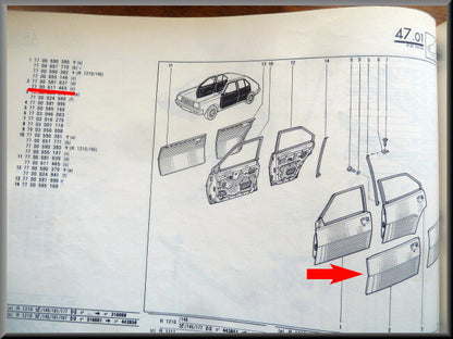Deurplaat voorzijde links  – Renault 14 – OEM 7700611463 – NOS
