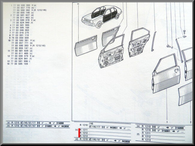Deurplaat voorzijde links  – Renault 14 – OEM 7700611463 – NOS
