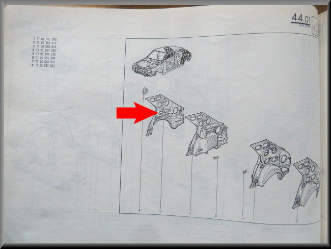 Protection intérieure d'aile arrière droite – Renault 14 – OEM 7700583819 – NOS
