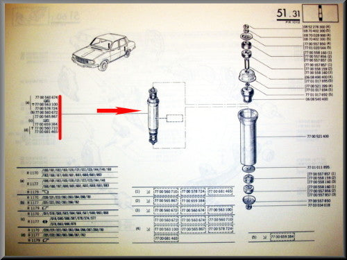 Amortisseurs arrière – Renault 12 – Renault 15 - Renault - 17 - OEM 7700578724