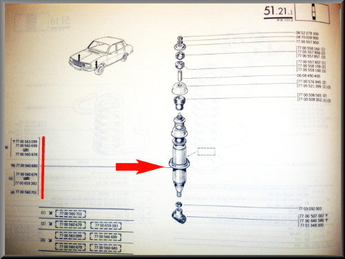 Amortisseurs avant – Renault 12 – Renault 15 - Renault 17 - OEM 7700560705