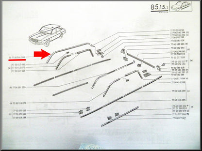 Daklijst rechts – Renault 12 – OEM 7700591058