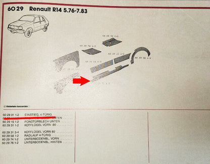 Box beam right – Renault 14 – OEM 602901 – NOS